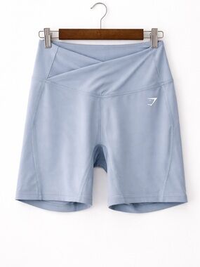Gymshark Crossover Waist Biker Shorts Medium Dusty Blue High-Rise Activewear